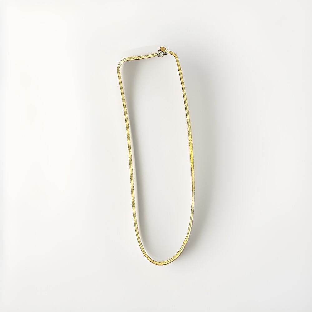 Vintage Les Bernard Signed Gold Tone Square Chain Necklace 20” Statement Jewelry